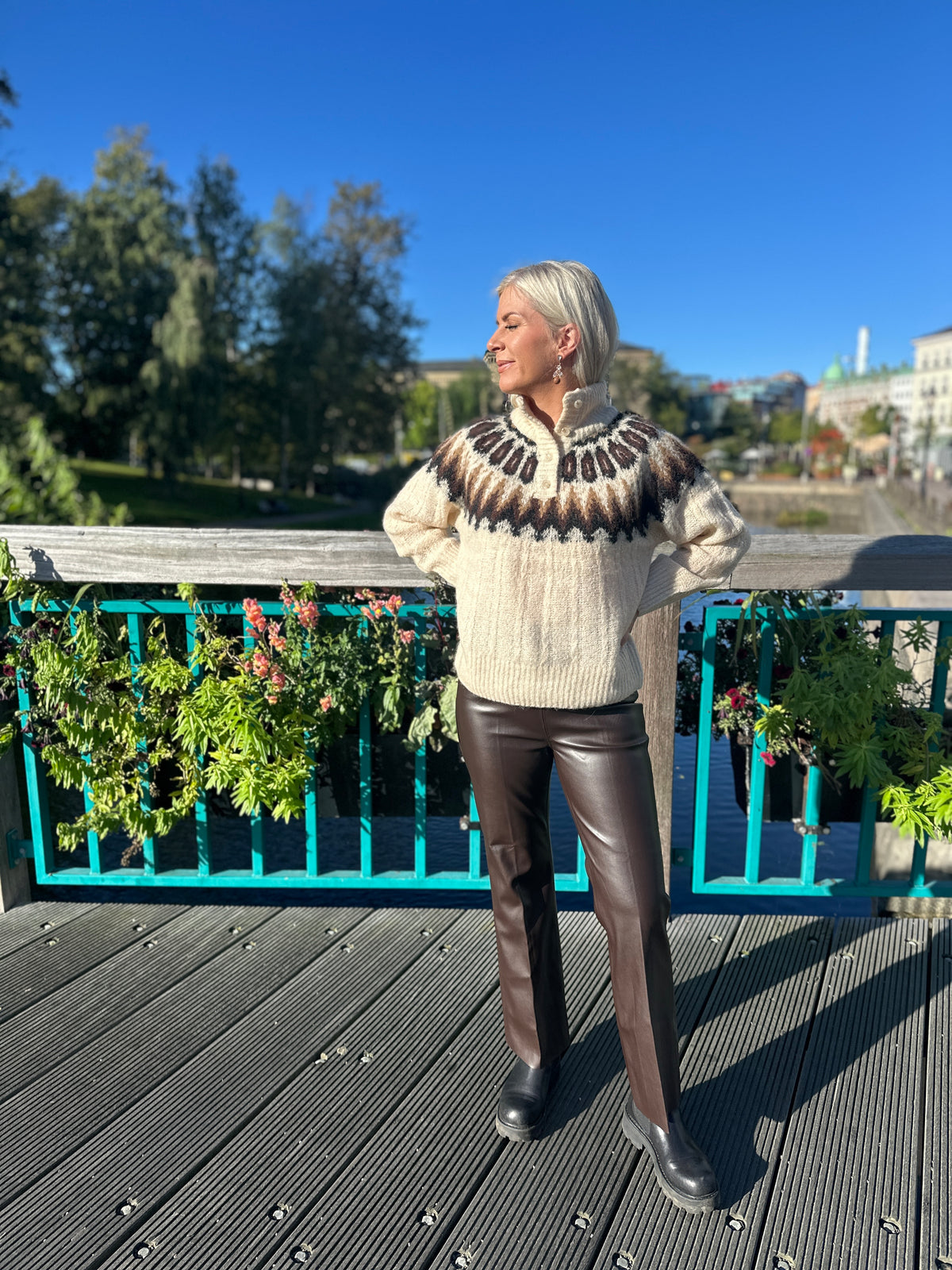 Slkaylee Pu Kickflare Pants Chocolate Torte