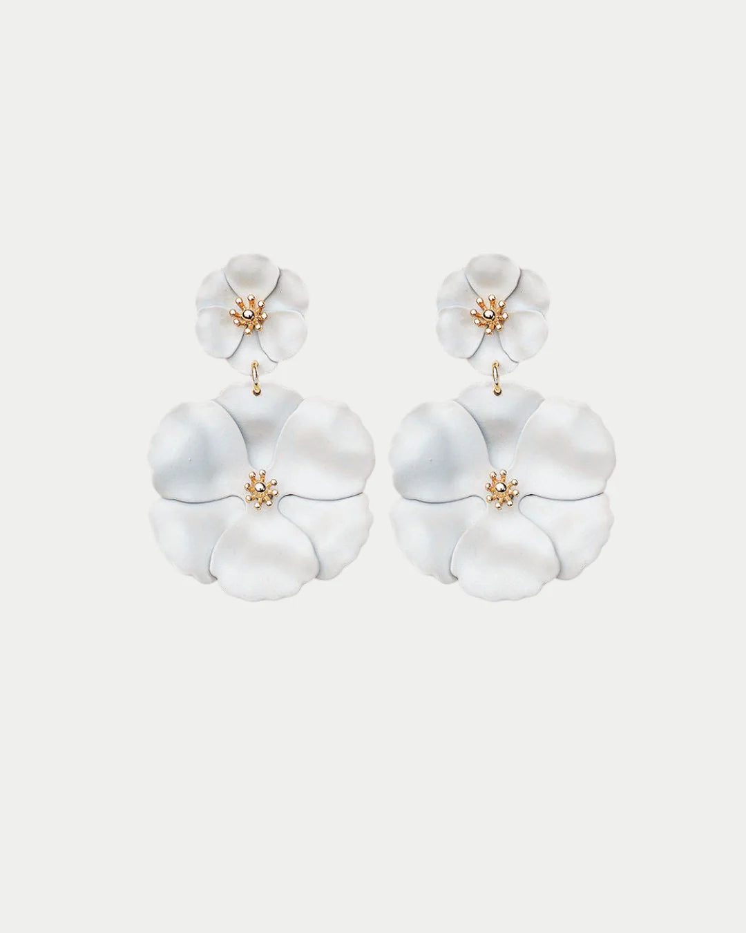 Flower Twin Earrings Mat White