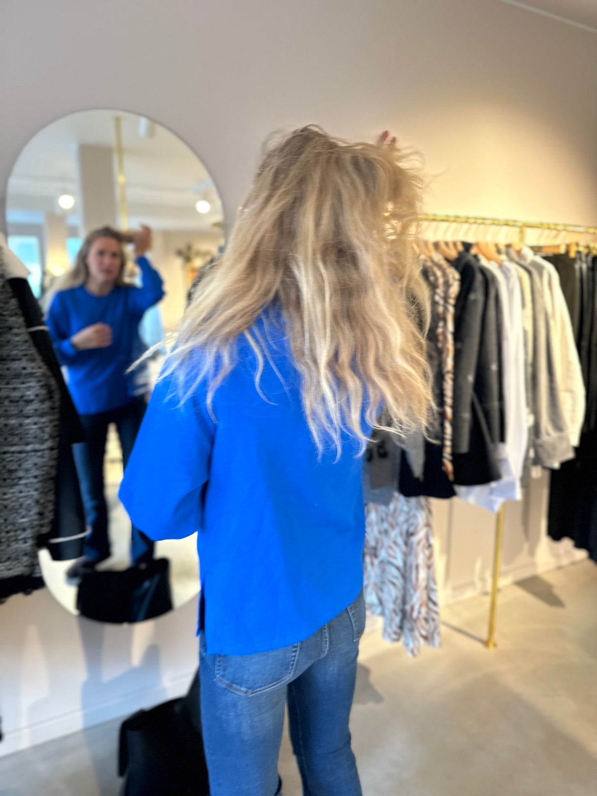 Visif Crew Neck Long Sleeve Sweat Top Lapis Blue