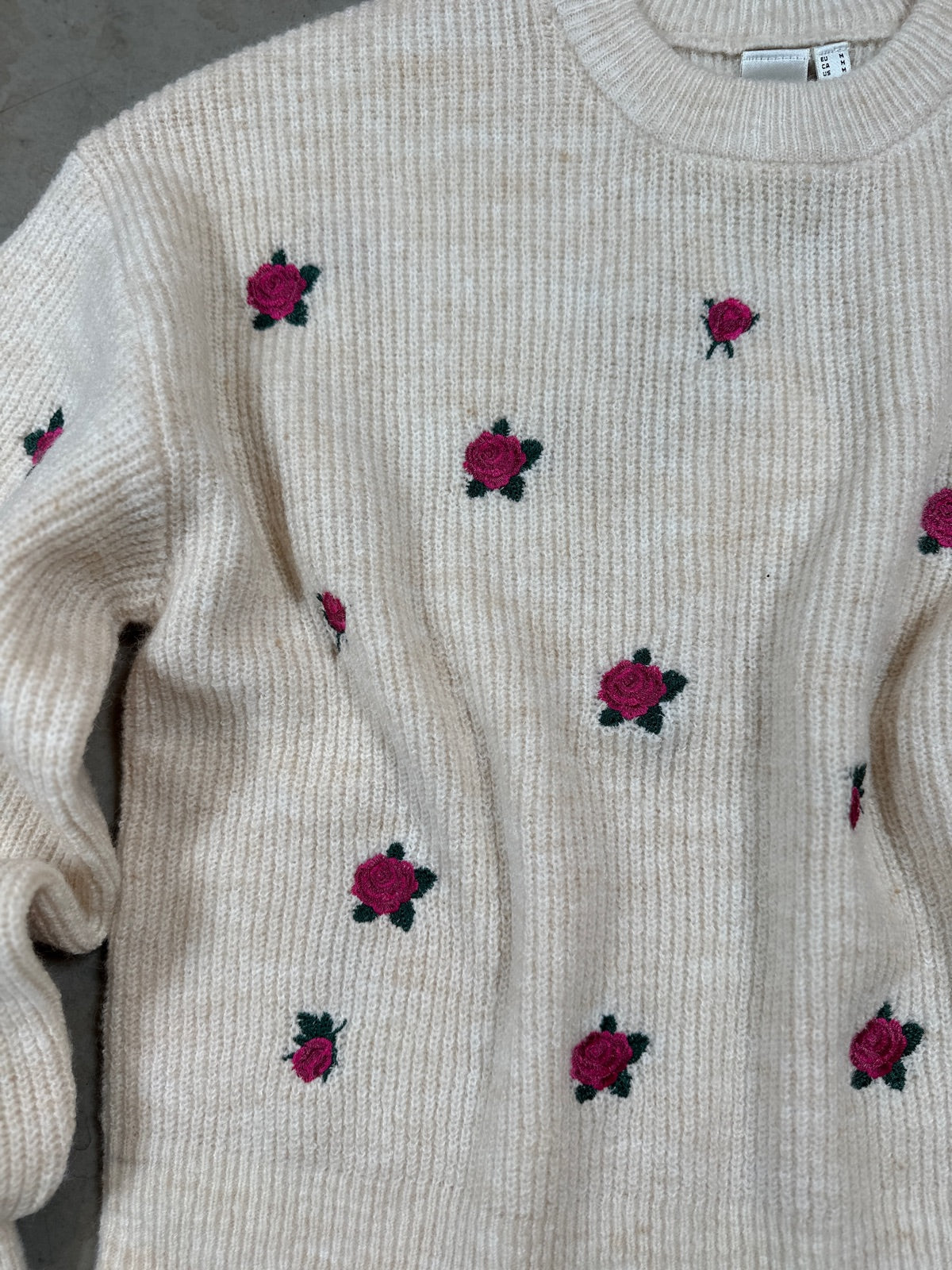 Yasfleur Long Sleeve Knit Pullover Birch Bouquet Flower