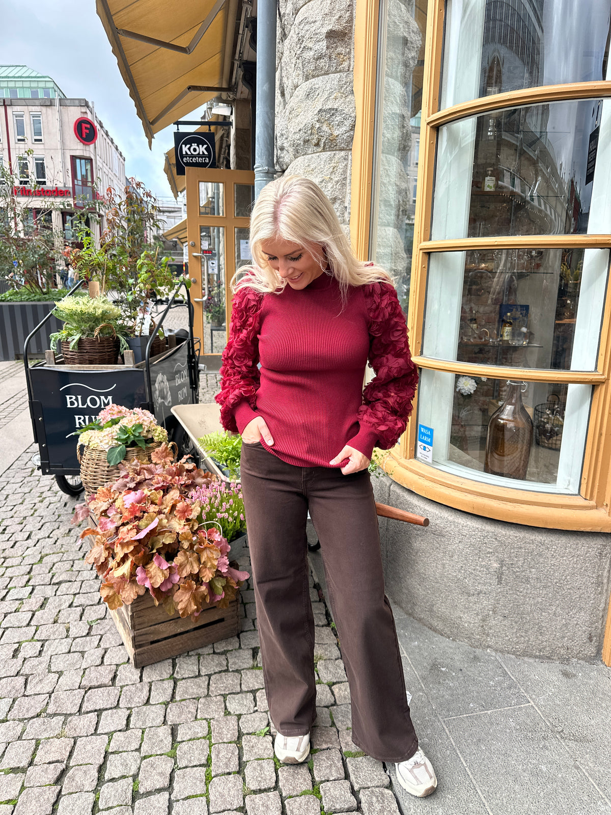 Yasrunella Long Sleeve High Neck Knit Pullover Fig