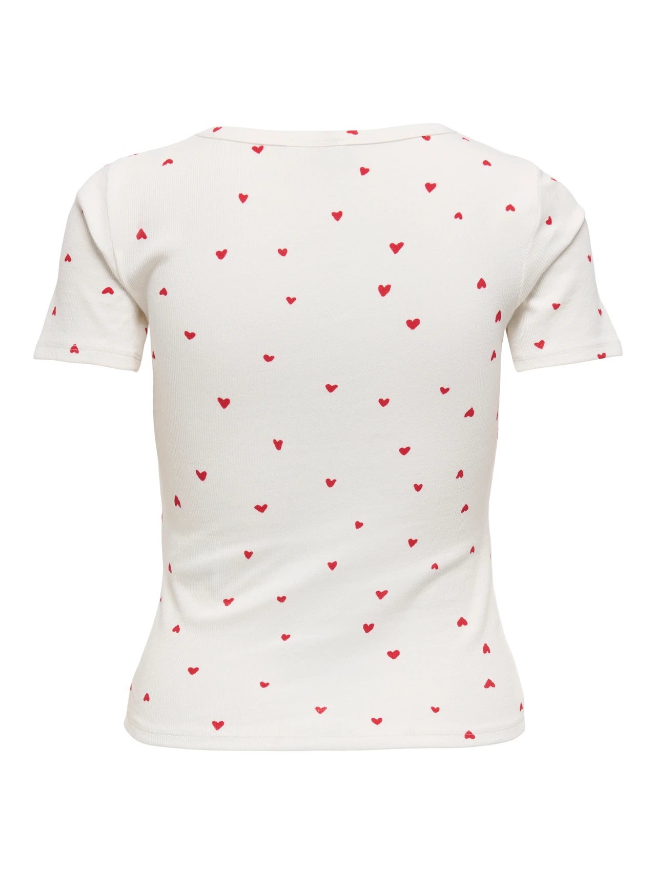 Jdylucky Short Sleeve O Neck Top Cloud Dancer Chinese Red Hearts
