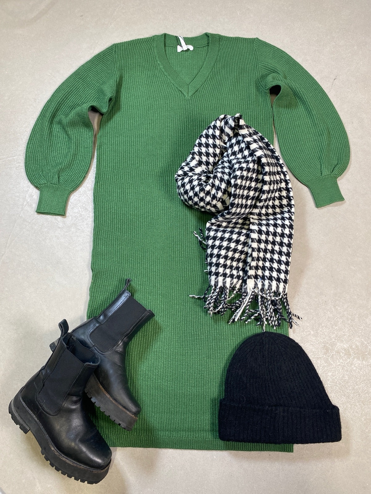 Objmalena Long Sleeve Knit Dress Artichoke Green Melange