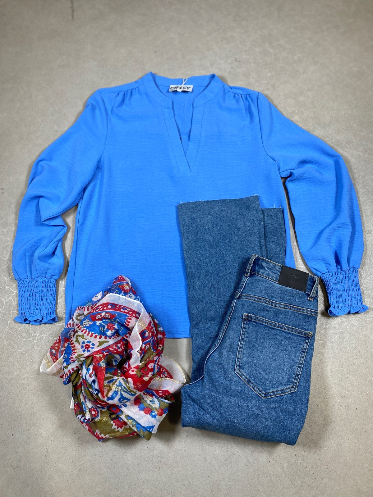 Onlmette V Neck Smock Top Provence