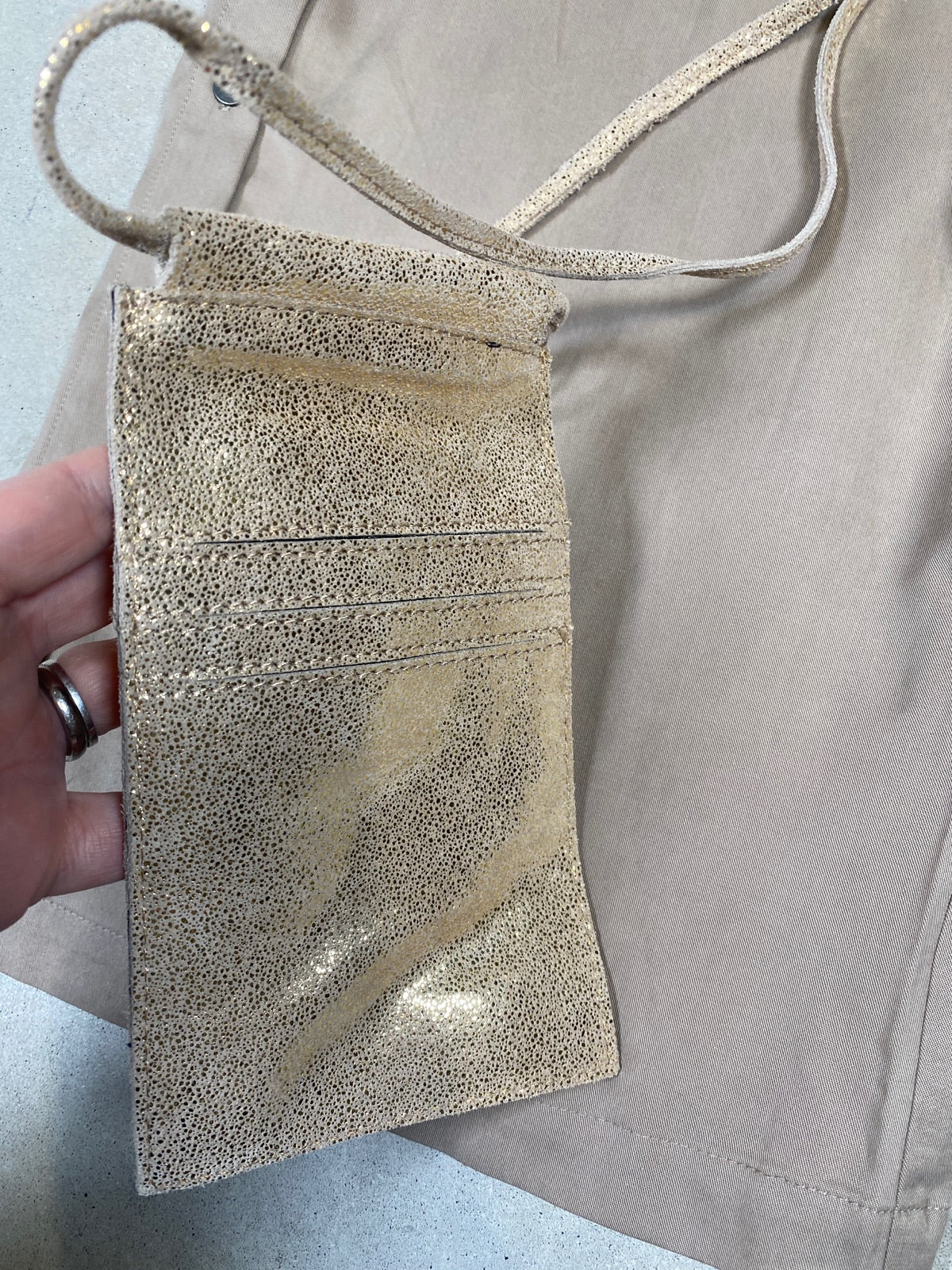 Pckani Leather Phone Bag Gold Snow