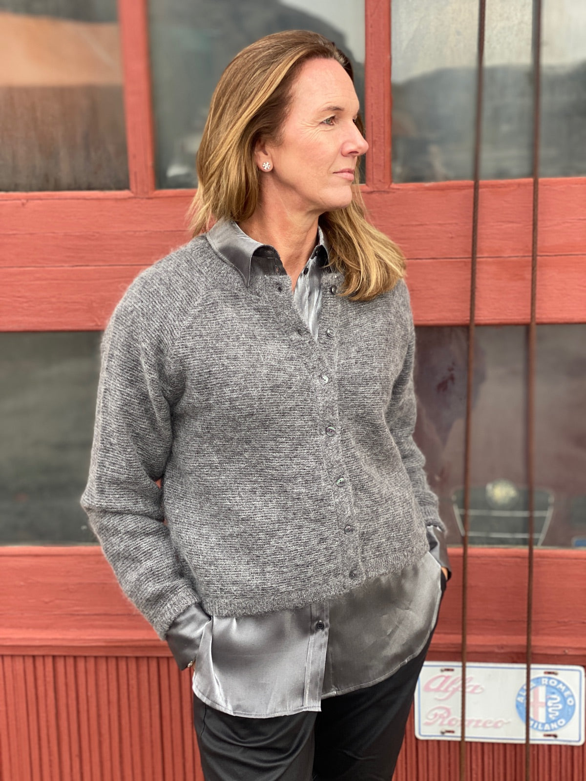 Slfivi Long Sleeve Knit Cardigan Medium Grey Melange