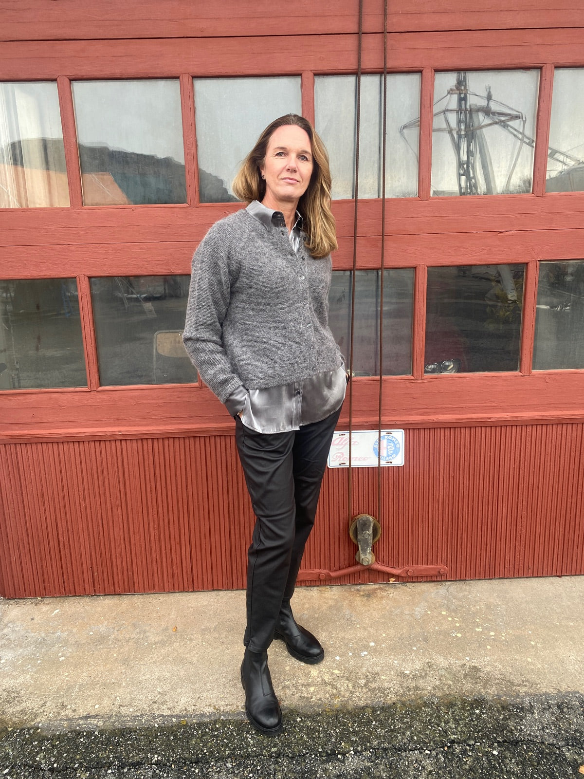 Slfivi Long Sleeve Knit Cardigan Medium Grey Melange