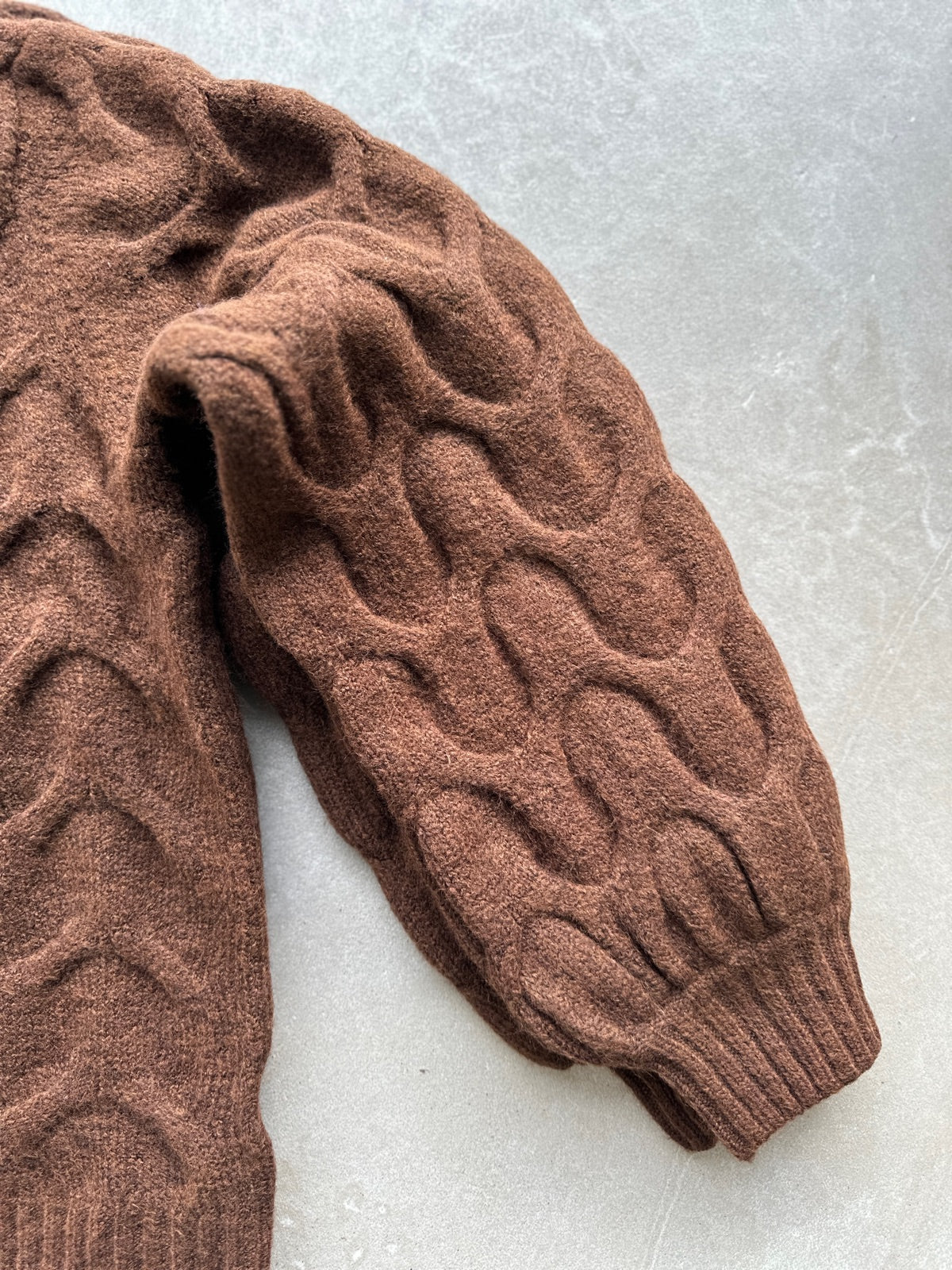 Viella New Long Sleeve O Neck Cable Knit Top Shaved Chocolate Melange