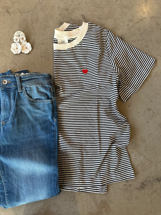Jdypisa Short Sleeve Print Top Cloud Dancer Sky Captain Yd Stripes  Bs Heart