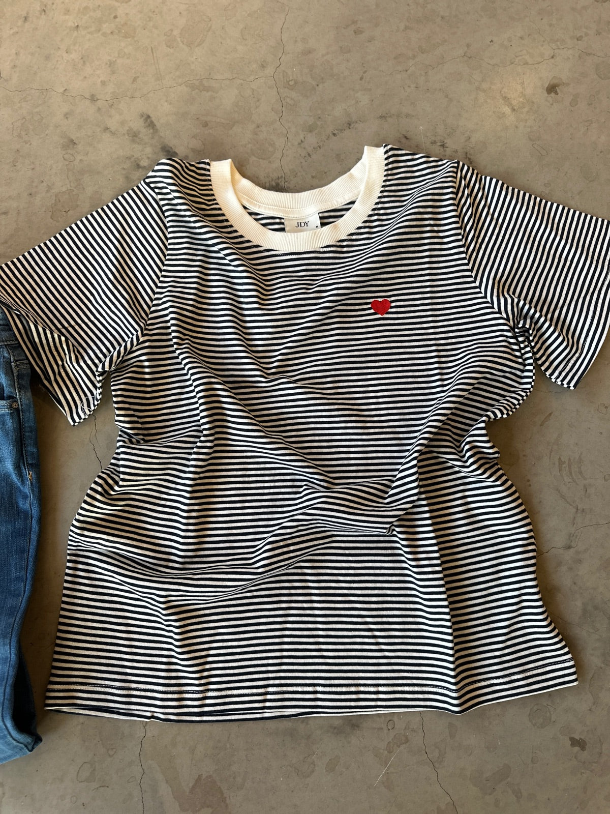 Jdypisa Short Sleeve Print Top Cloud Dancer Sky Captain Yd Stripes  Bs Heart