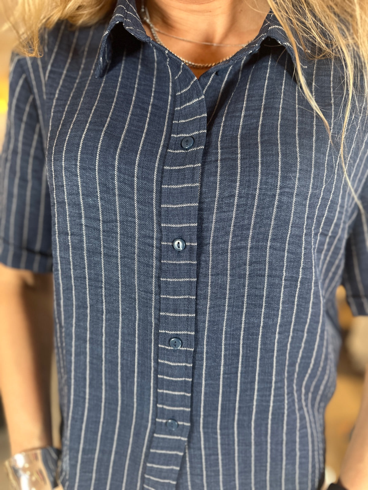 Jdypower Short Sleeve Short Shirt Dia Insignia Blue Cloud Dancer