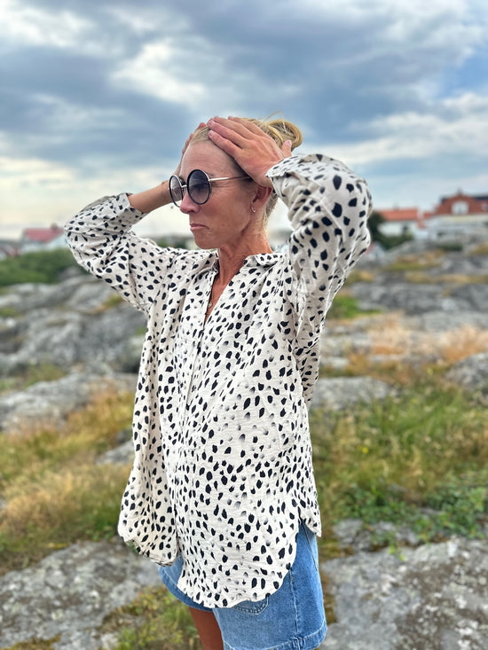 Jdytroya Life Long Sleeve Shirt Dia Silver Lining  Black Distressed Dot