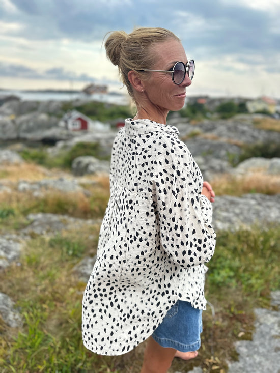 Jdytroya Life Long Sleeve Shirt Dia Silver Lining  Black Distressed Dot