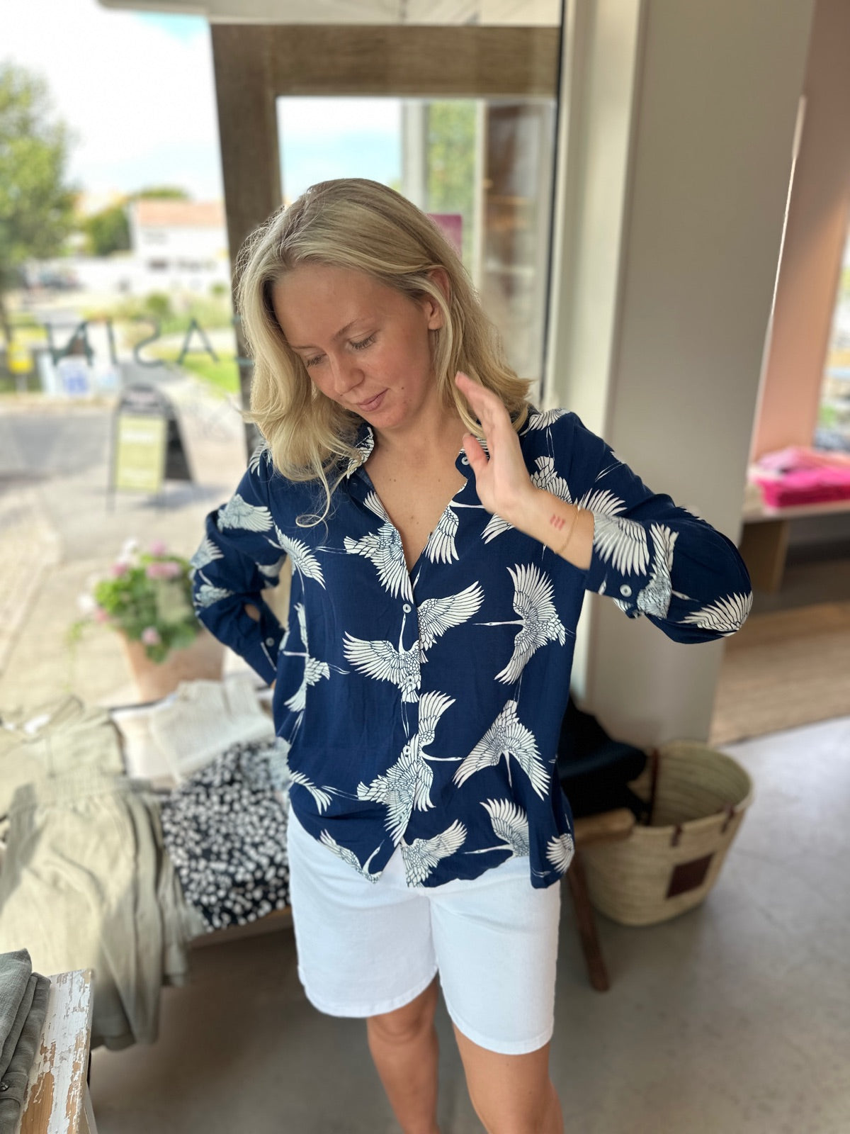 Onlnova Life Vis Long Sleeve New Grace Shirt Blue Depths  Crane