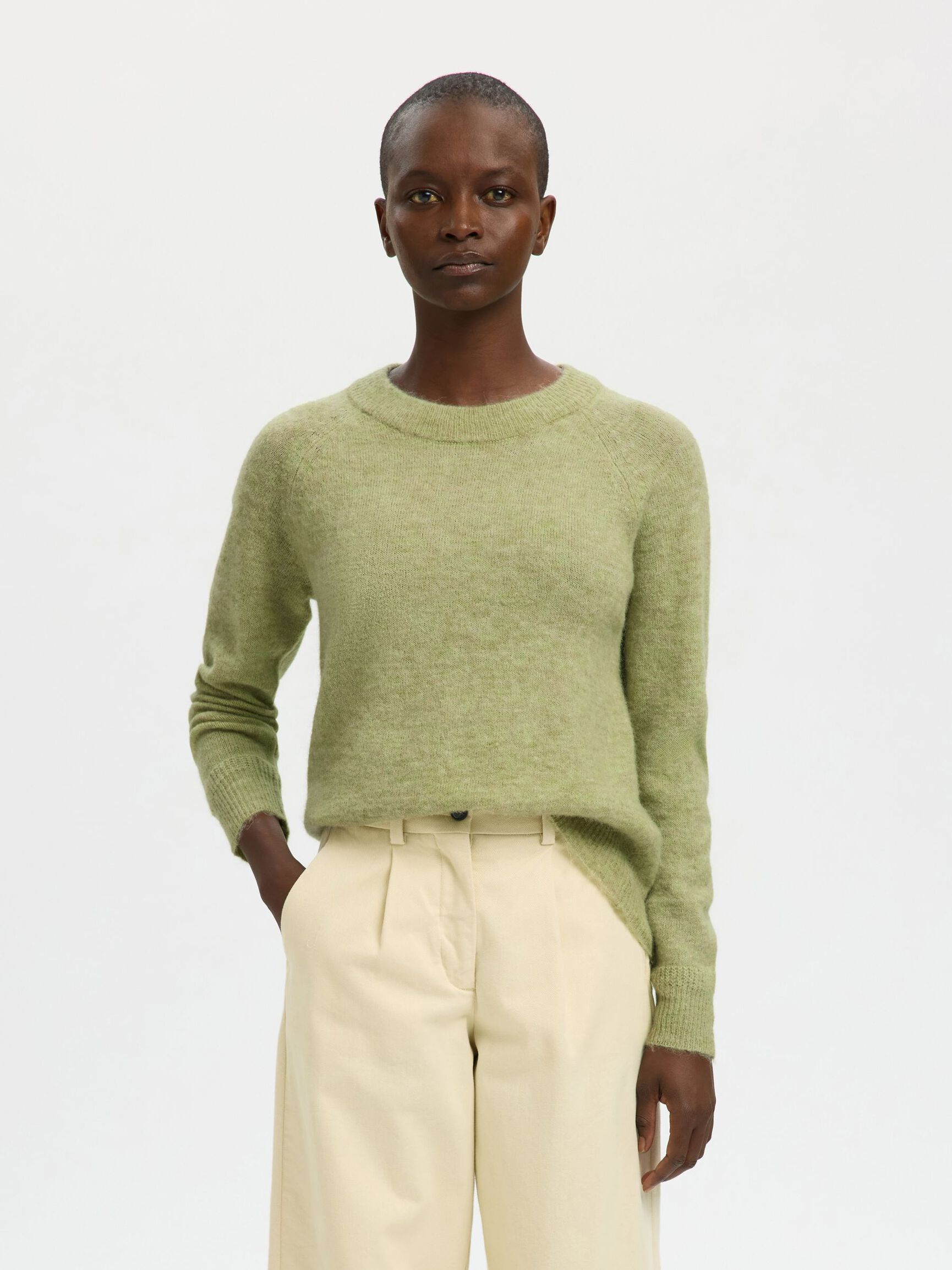 Slflulu Long Sleeve Knit O Neck Lint Melange