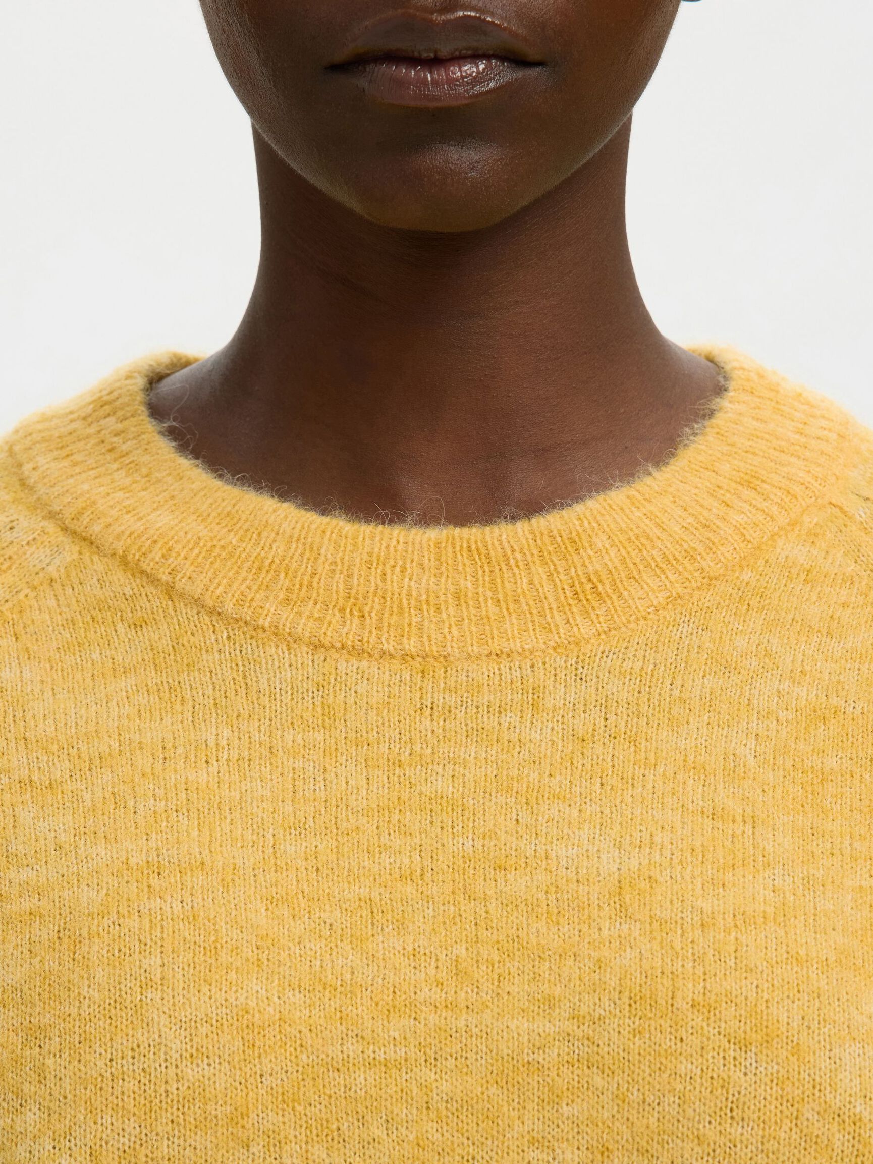 Slflulu Long Sleeve Knit O Neck Ochre Melange