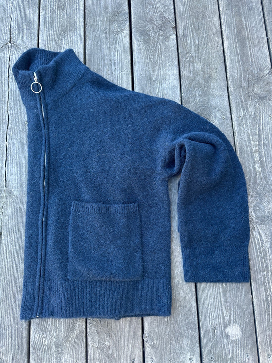 Slfsia Ras Long Sleeve Knit Zipper Cardigan Dark Sapphire Melange