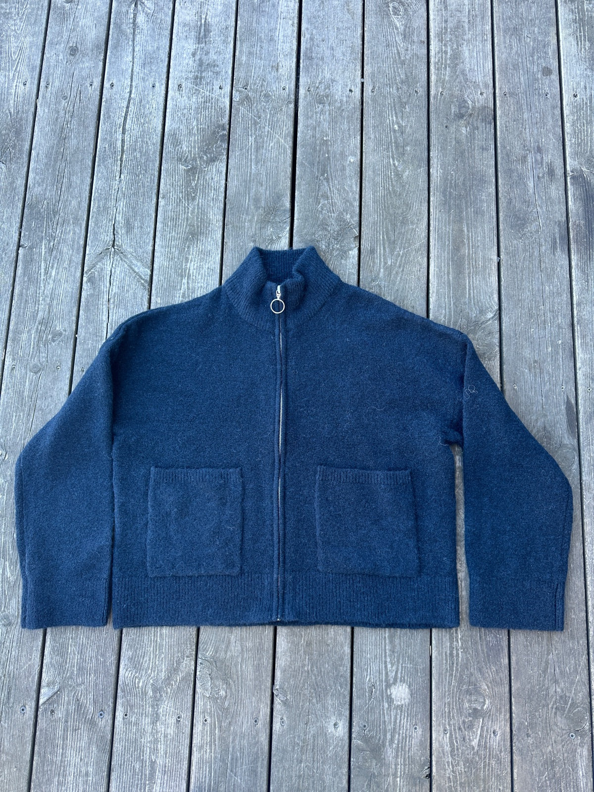 Slfsia Ras Long Sleeve Knit Zipper Cardigan Dark Sapphire Melange