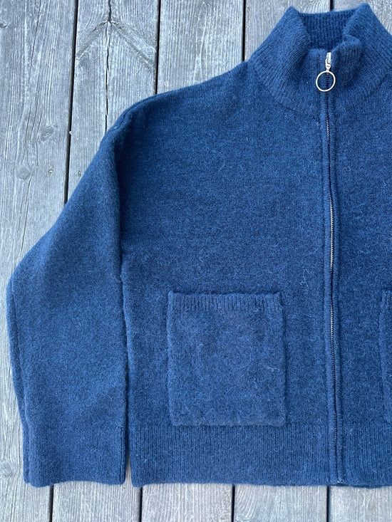 Slfsia Ras Long Sleeve Knit Zipper Cardigan Dark Sapphire Melange