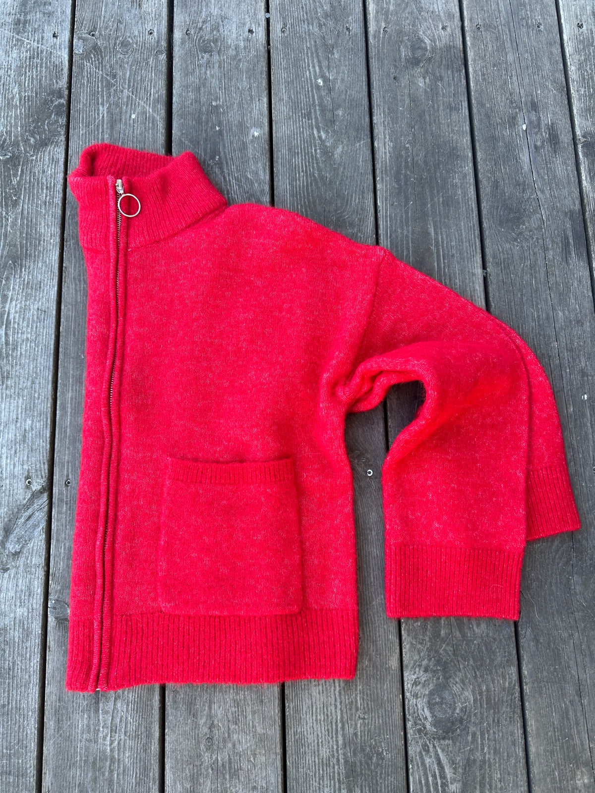 Slfsia Ras Long Sleeve Knit Zipper Cardigan Equestrian Red Melange