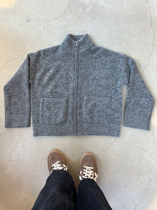 Slfsia Ras Long Sleeve Knit Zipper Cardigan Medium Grey Melange