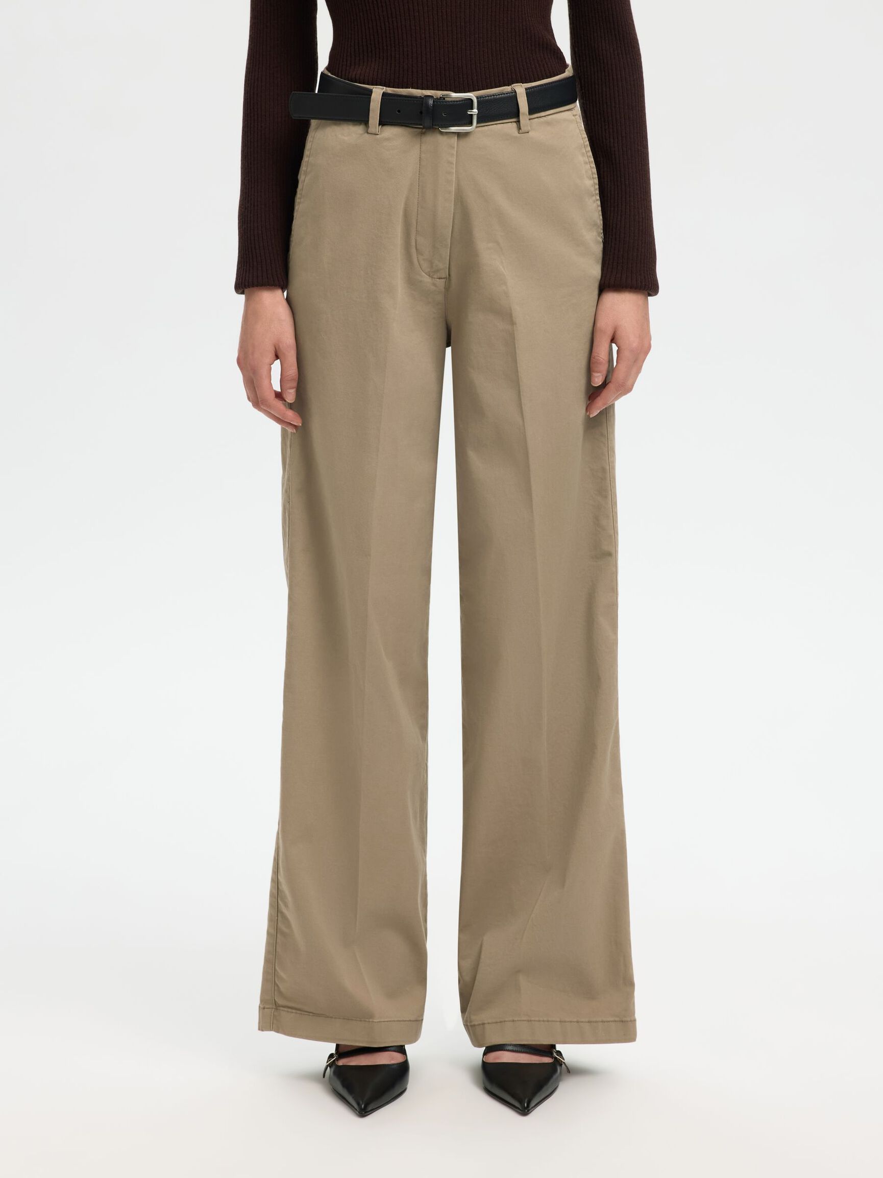Slfwide Mille Hw Pant Greige
