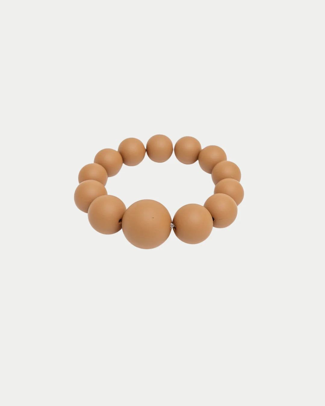 Big Bead Bracelet Elastic Cognac