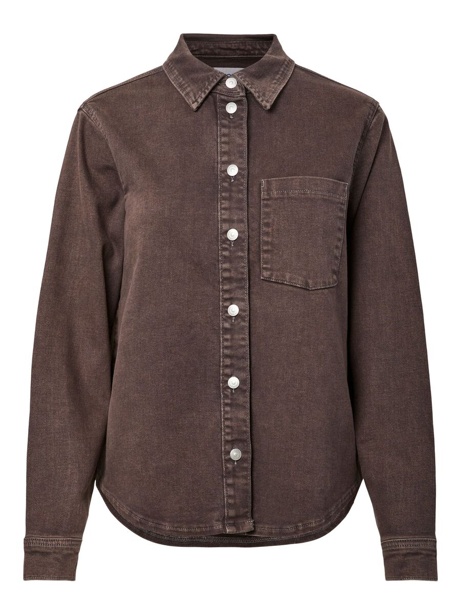 Pcsilke Long Sleeve Shirt Hot Fudge
