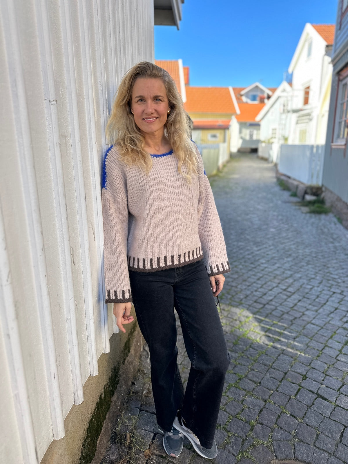 Objtallira Oz Long Sleeve Knit Pullover  Aw White Sand Mel W Pal Bsla R