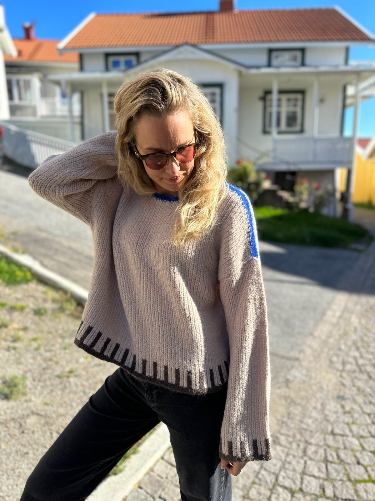 Objtallira Oz Long Sleeve Knit Pullover  Aw White Sand Mel W Pal Bsla R