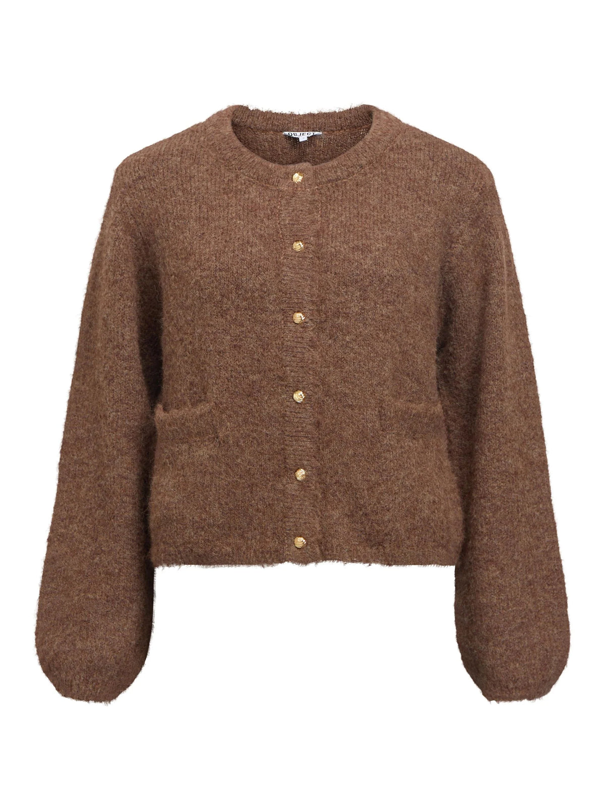 Objsaggia Re Long Sleeve Knit Cardigan Carafe Melange