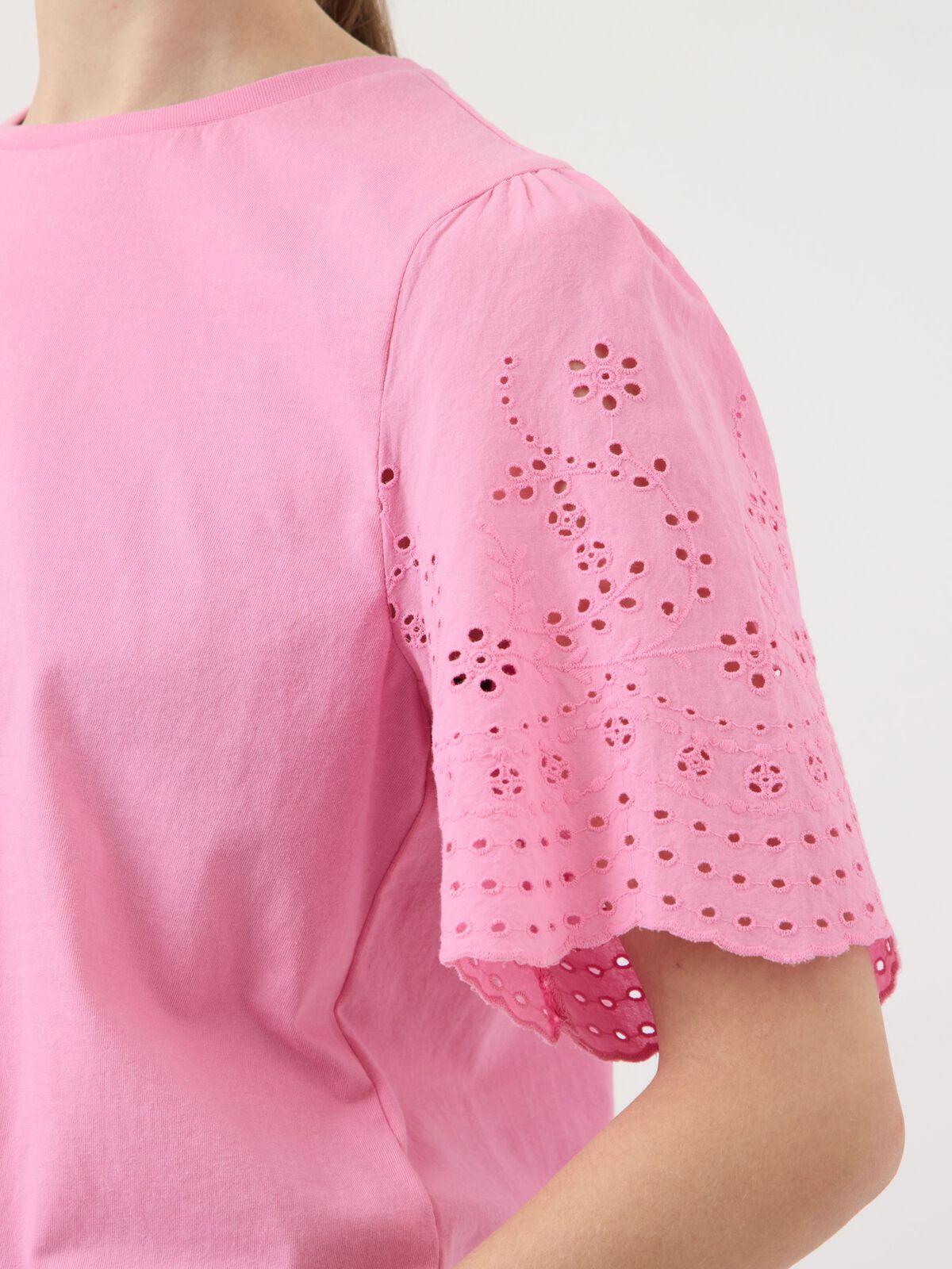 Yaslex Short Sleeve Top W Emb Sleeves Moonlite Mauve