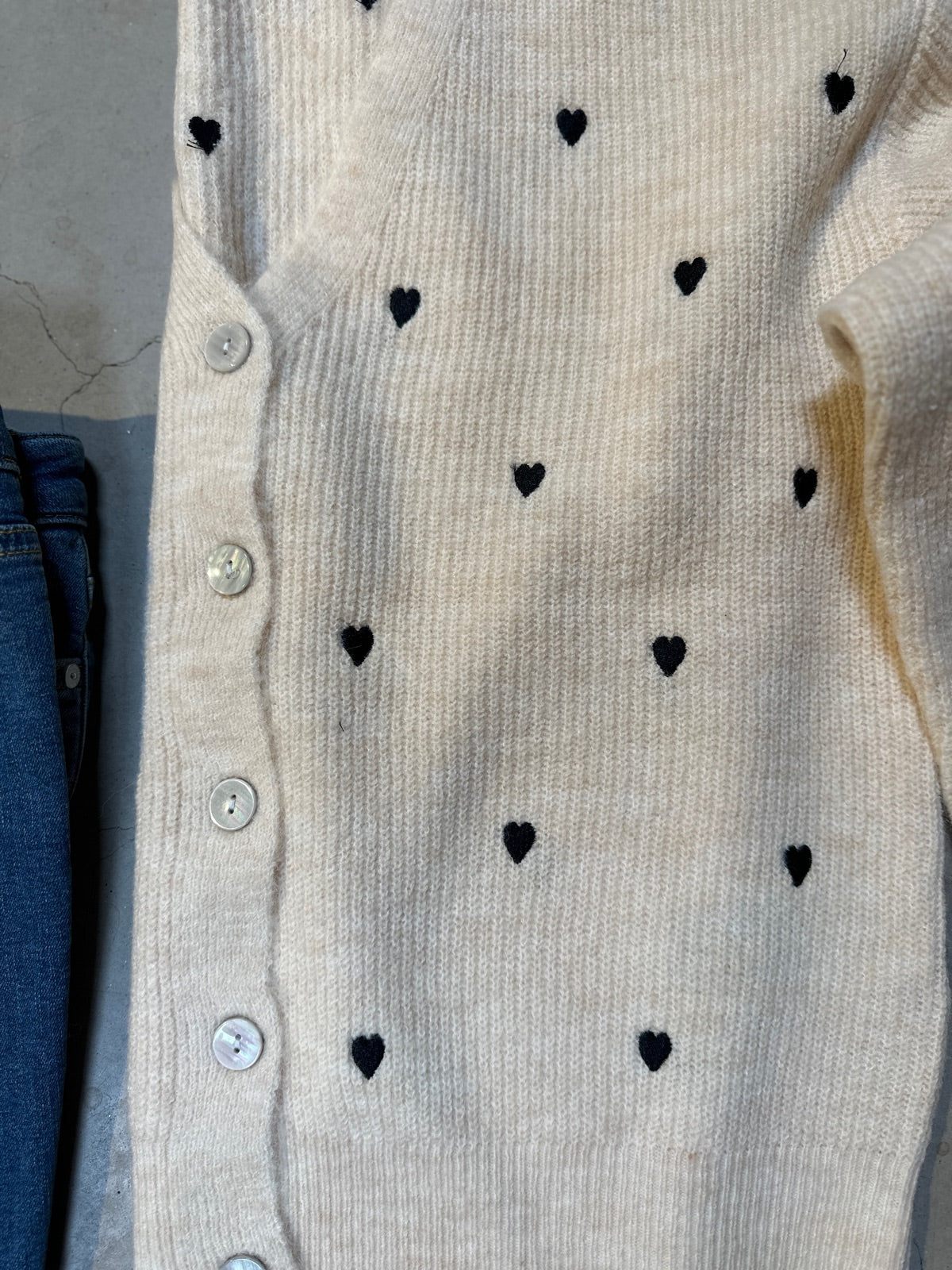 Yasbow Long Sleeve Embroided Knit Cardigan Birch Heart Embroidery