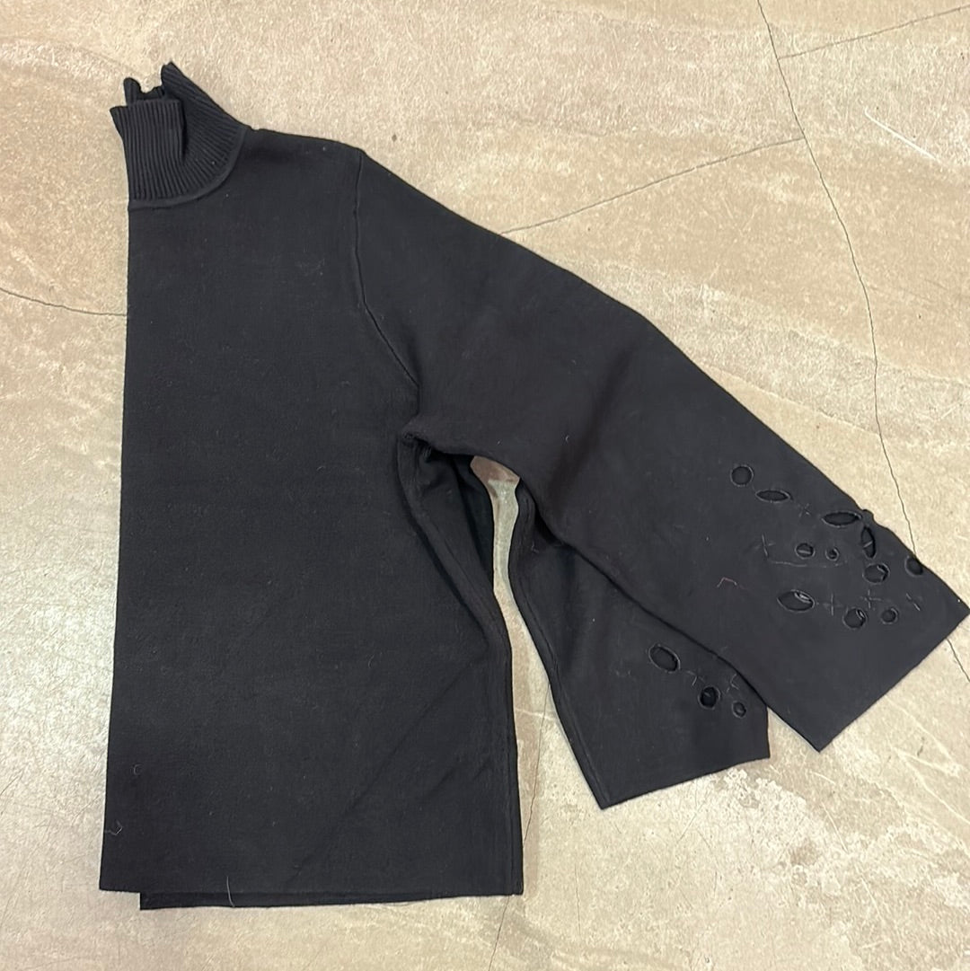 Objreynard Cutout Square Sleeve Pullover Black