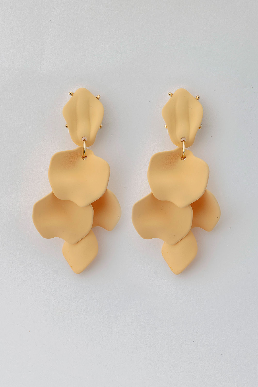 Leaf Thin Earrings Soft Yellow