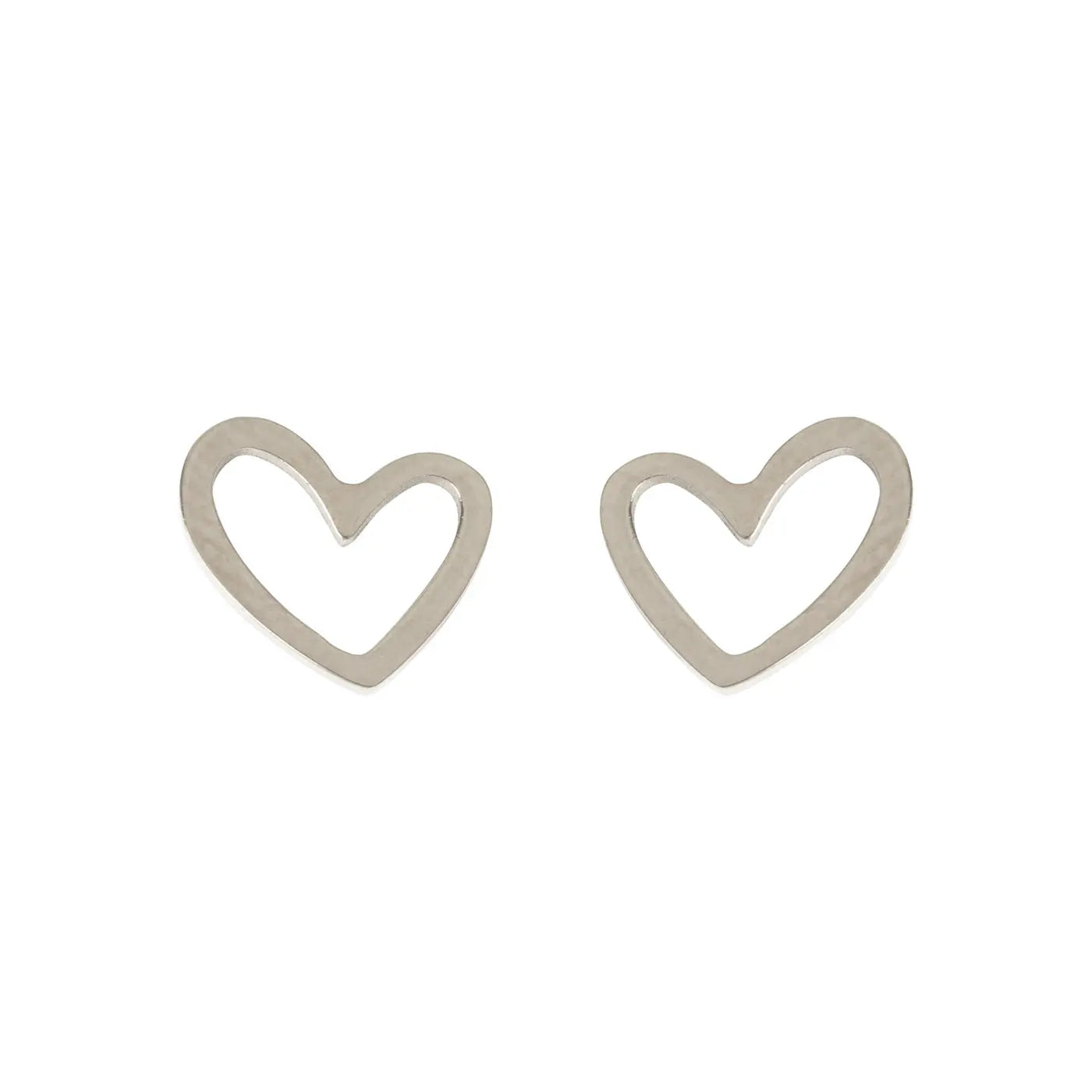 Sarah - Heart Outline Stud Earring Stainless Steel - Silver