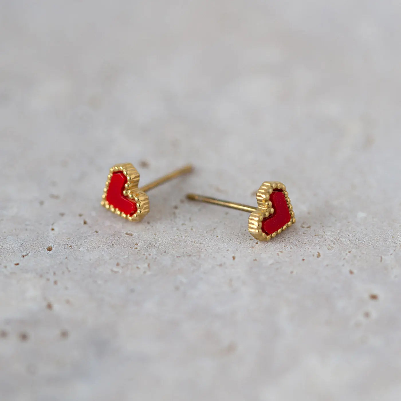 Sarah - Red Heart Stud Earring Stainless Steel