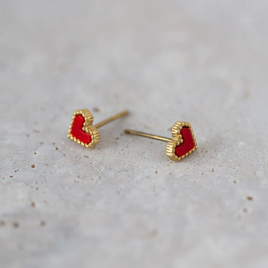 Sarah - Red Heart Stud Earring Stainless Steel