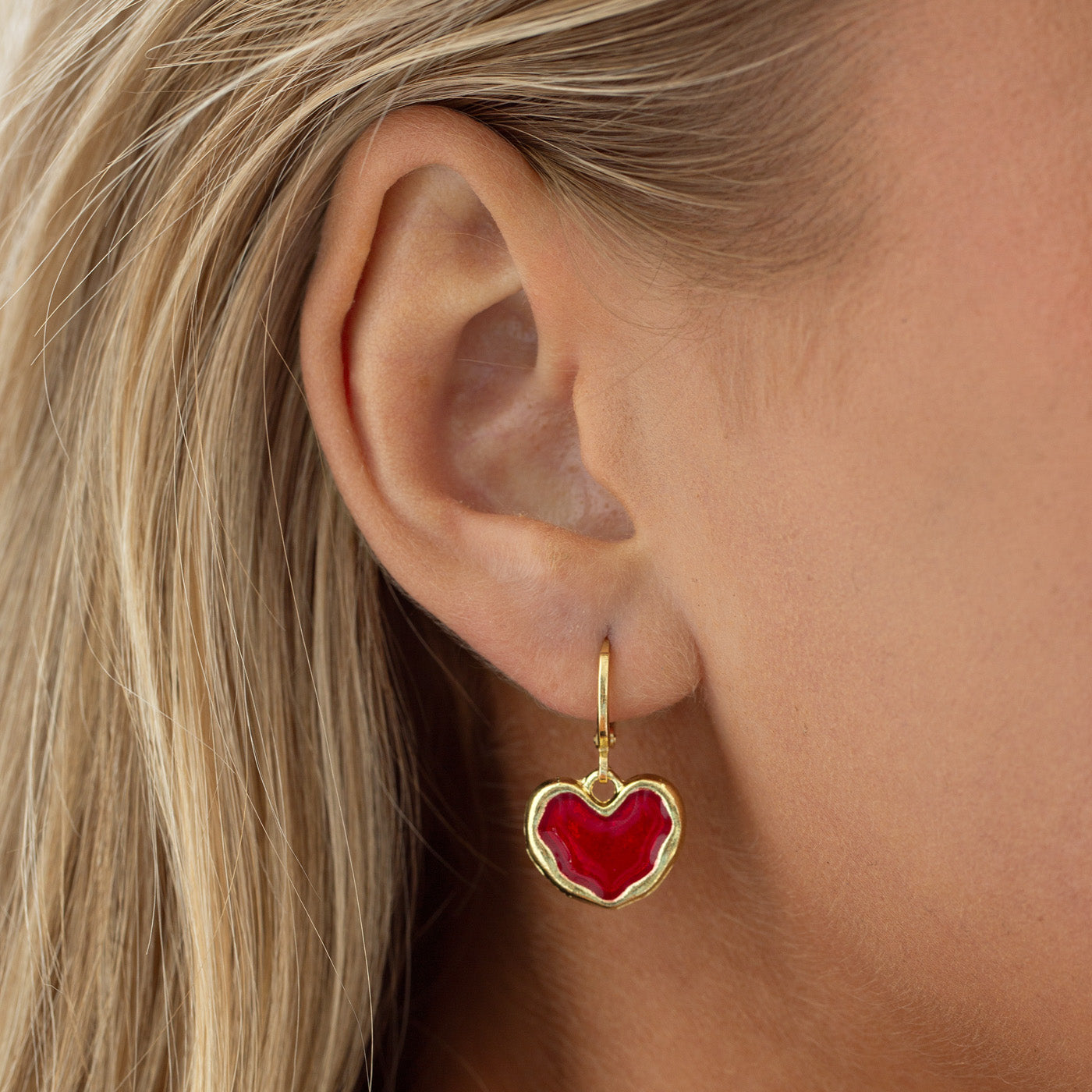 Scarlett - Red Heart Hoop Earring
