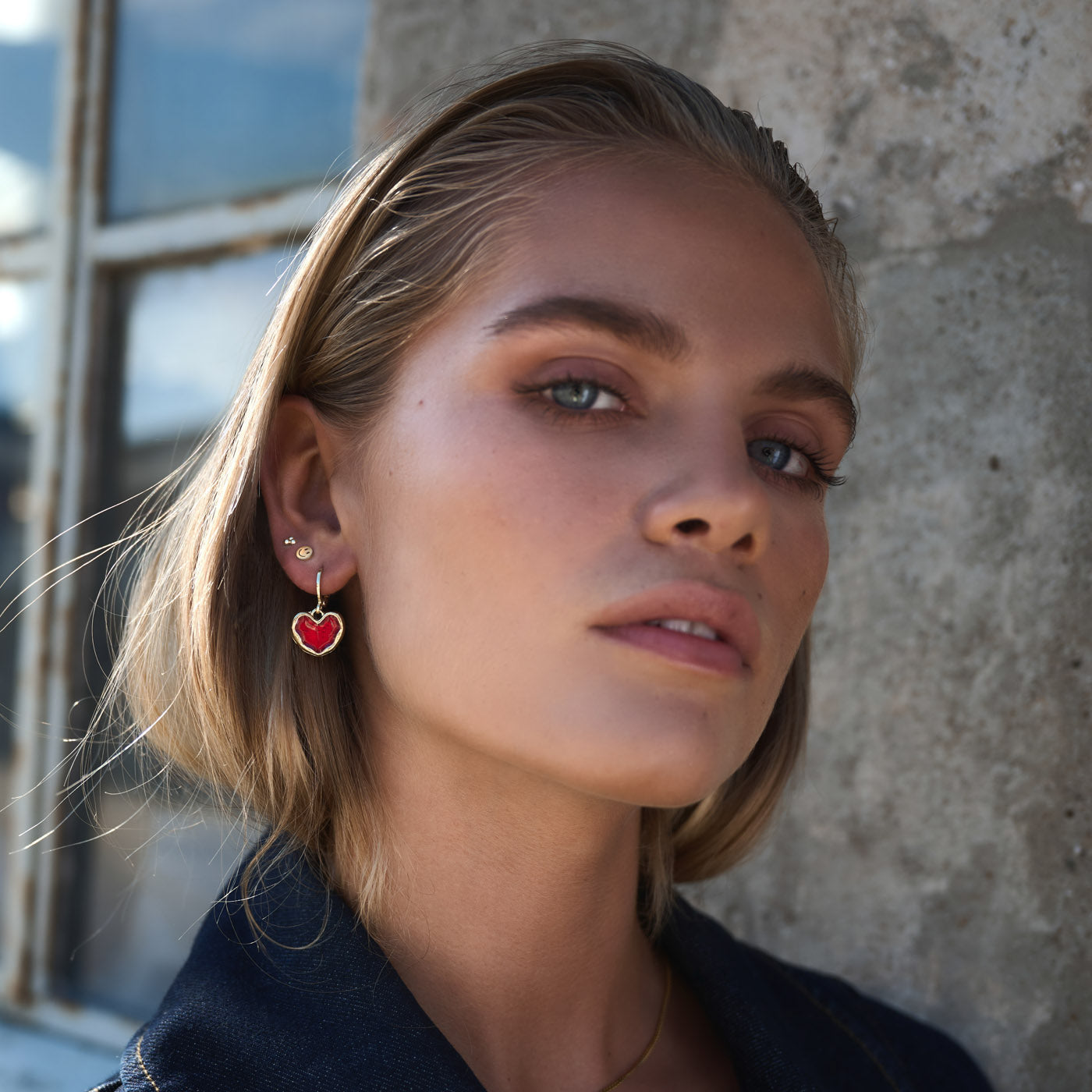 Scarlett - Red Heart Hoop Earring