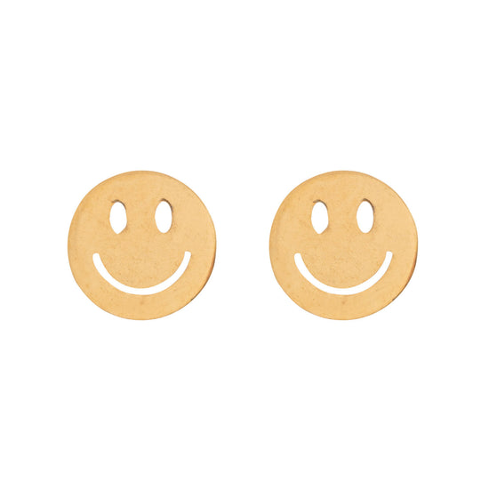Dixie - Smiley Face Stud Earrings Stainless Steel