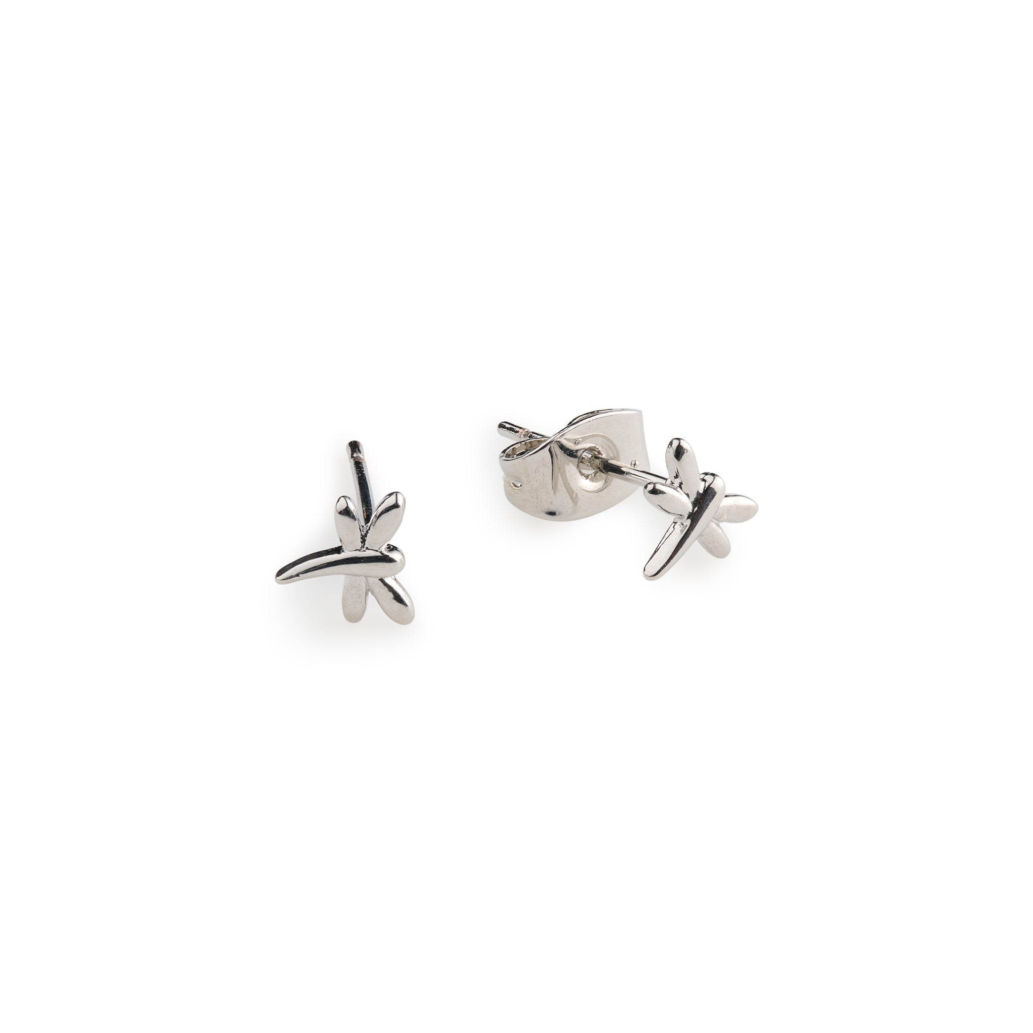 Noya - Minimalistic Dragonfly Stud Earrings - Silver