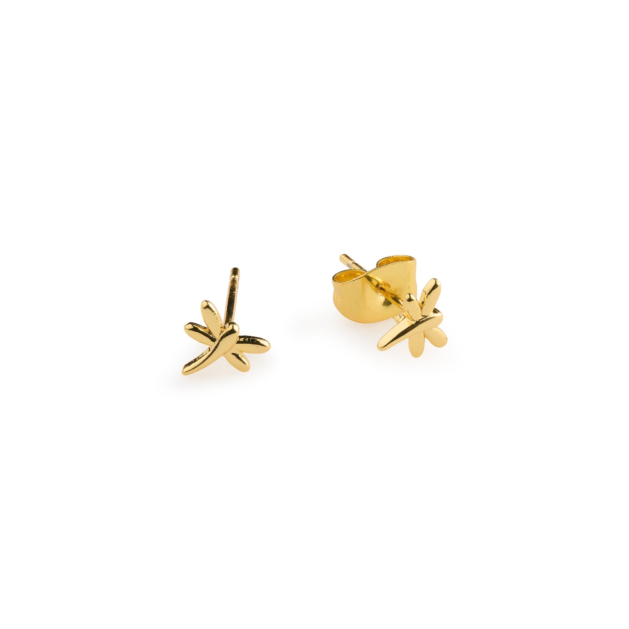 Noya - Minimalistic Dragonfly Stud Earrings - Gold