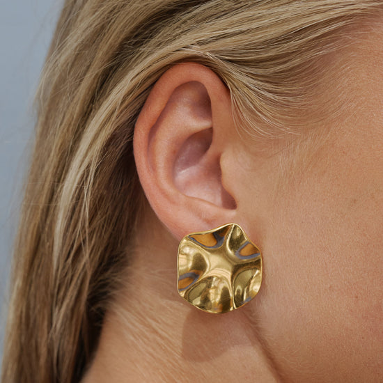 Amèlie - Hammered Round Large Stud Earring Stainless Steel