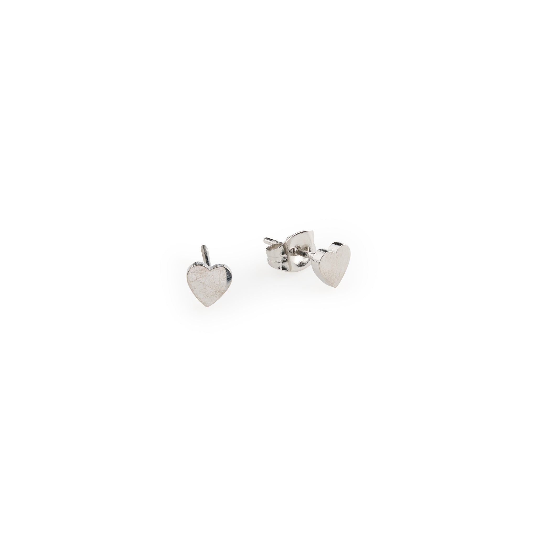 Stina - Small Heart Stud Earrings Stainless Steel - Silver