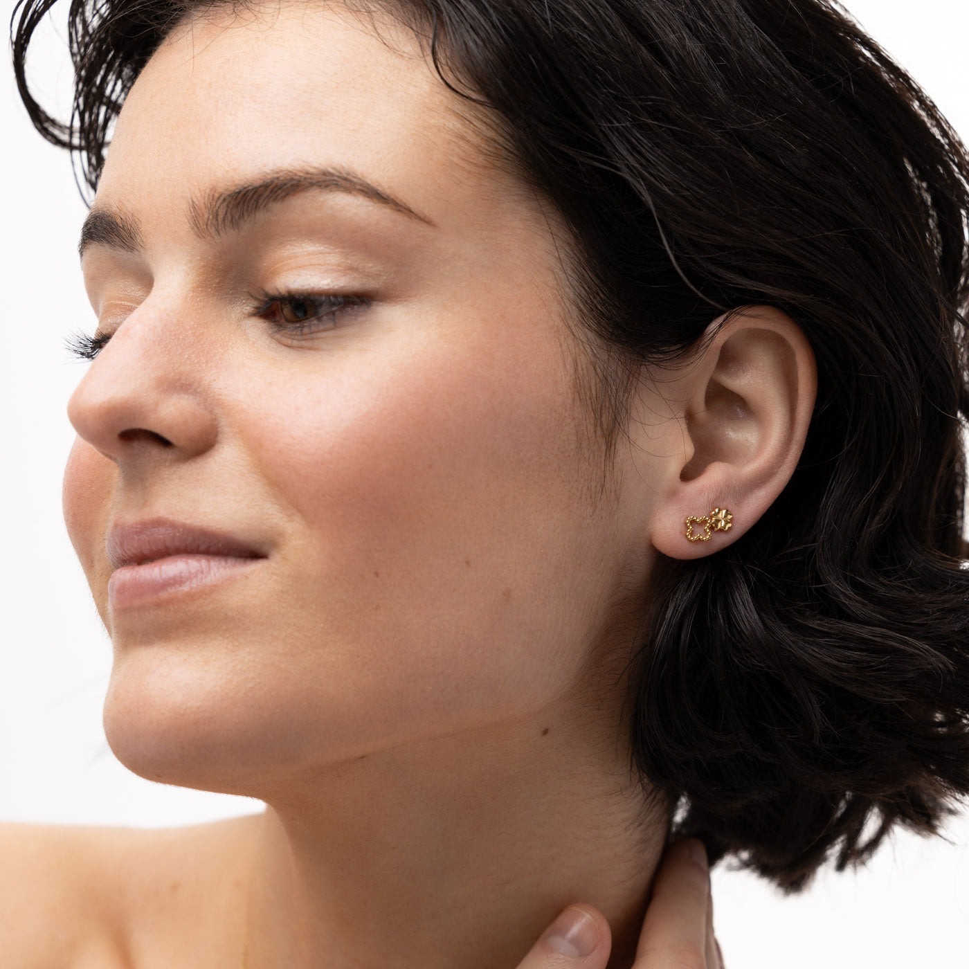 Irma - Clover Stud Earrings Stainless Steel - Gold