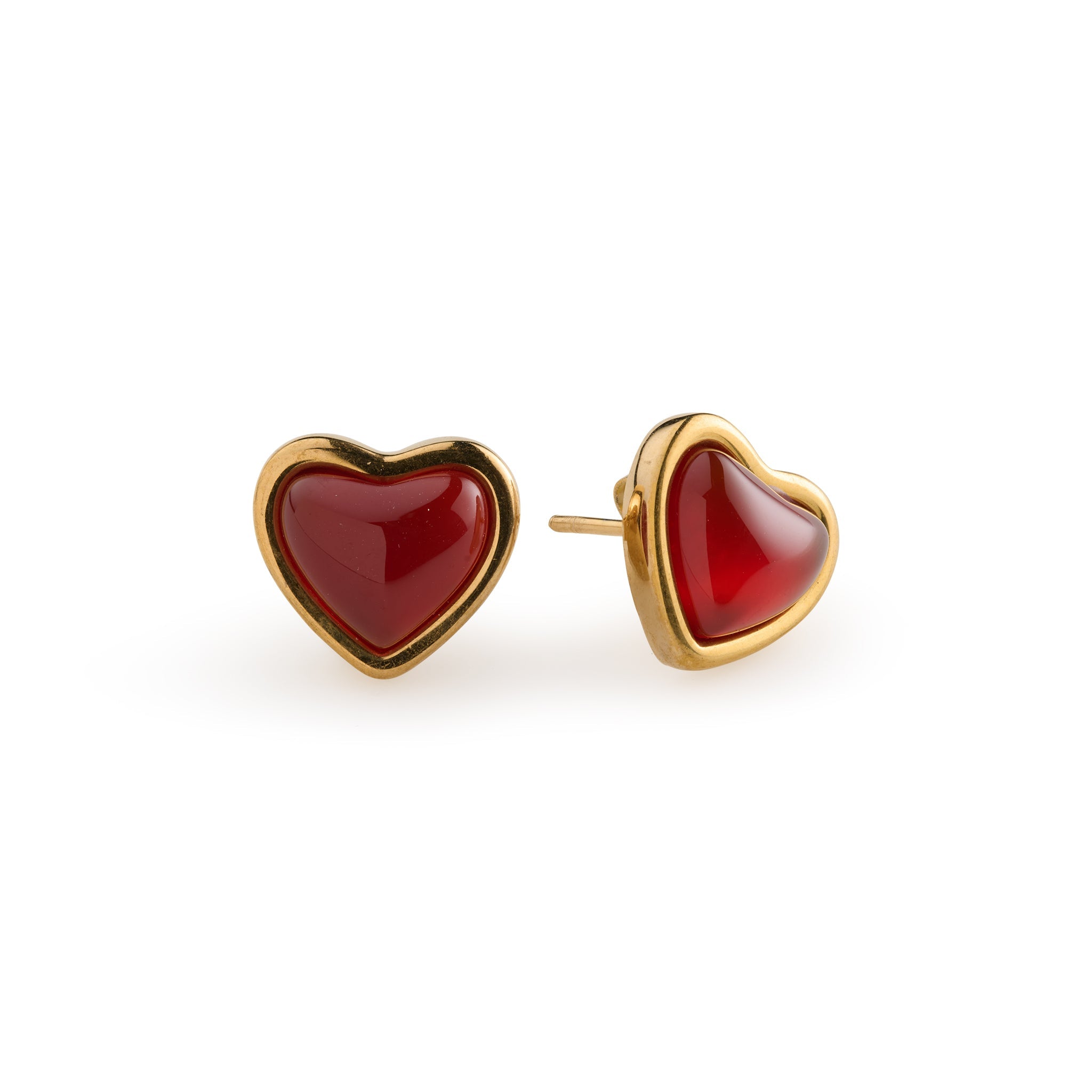 Sonja - Jelly Heart Stud Earrings Stainless Steel - Gold Gold