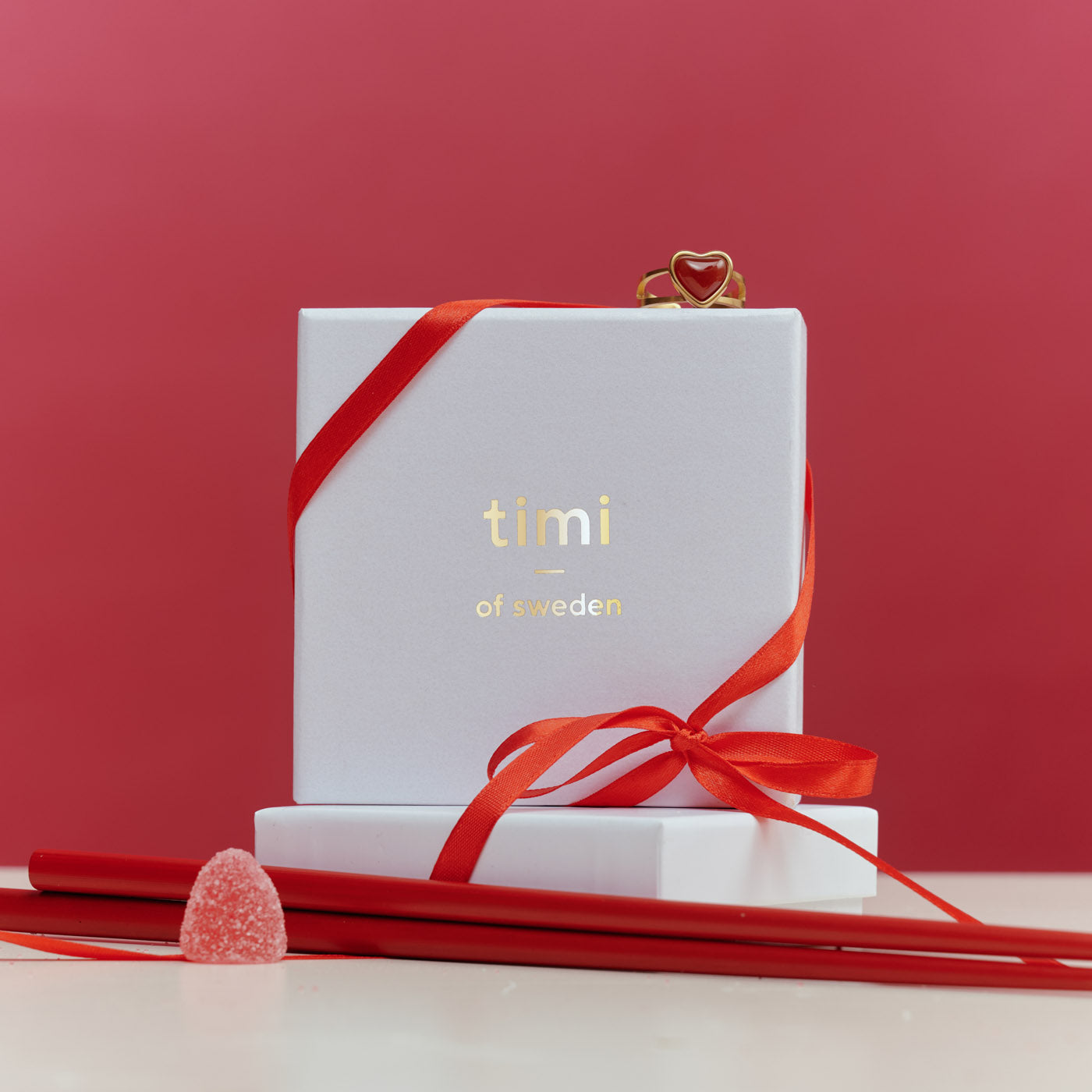 Sonja - Jelly Heart Stud Earrings Stainless Steel - Gold Gold