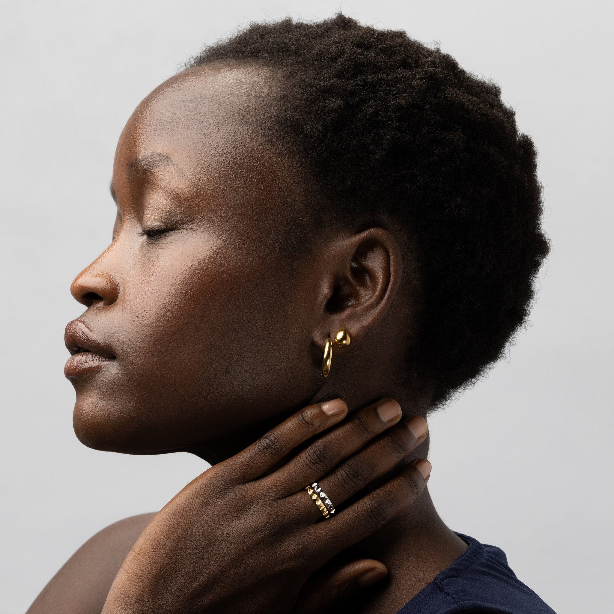 Lyn - Gold And Silver Duo Hoop Earrings Stainless - Gold