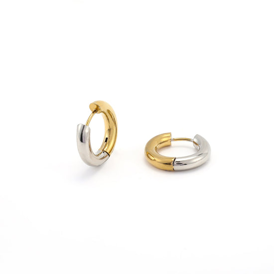 Lyn - Gold And Silver Duo Hoop Earrings Stainless - Gold